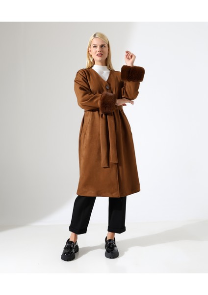 Kürk Detay Düğme Kapama Bol Ceket modelleri