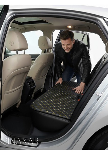 Kia Sorento 2015 ve Sonrası Ön ve Arka Takım Koltuk Minderi Kılıf Siyah Suni Deri Sarı Dikişli modelleri