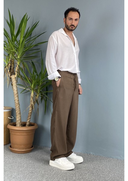 Modal Kumaş Bağcıklı Baggy Pantolon Haki fiyatları