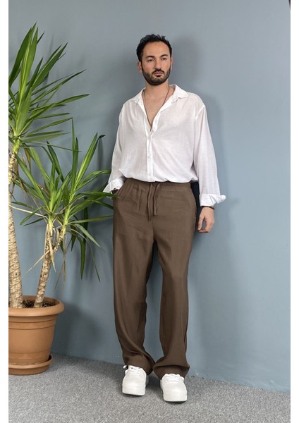 Modal Kumaş Bağcıklı Baggy Pantolon Haki fırsatları