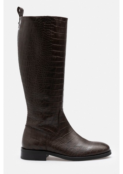 Kahverengi Desenli Hakiki Kroko Deri El Işçiliği Yandan Fermuarlı Lacivert Çizme fiyatları