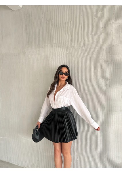 Siyah Deri Pilise Etek modelleri