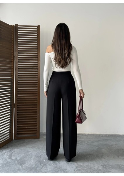 Siyah Kemer Detaylı Palazzo Pantolon fırsatları