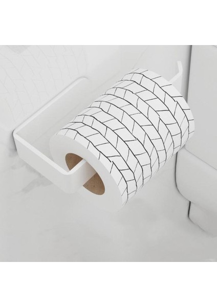 Beyaz Yapışkanlı Lüks Tasarım Lamalı Tuvalet Kağıtlığı | Hem Yapışkanlı Hem Montajlı Ürün fiyatları