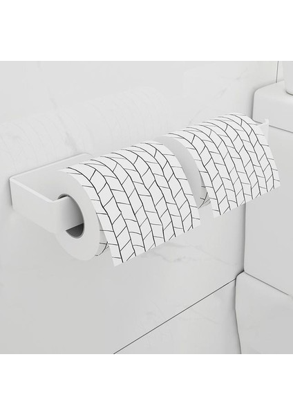 Beyaz Yapışkanlı Lüks Tasarım Lamalı Tuvalet Kağıtlığı | Hem Yapışkanlı Hem Montajlı Ürün fırsatları