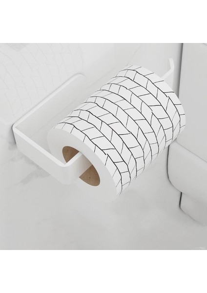 Beyaz Yapışkanlı Lüks Tasarım Lamalı Tuvalet Kağıtlığı | Hem Yapışkanlı Hem Montajlı Ürün indirimleri