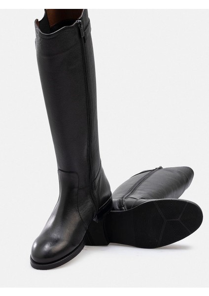 Siyah Hakiki Deri El Işçiliği Yandan Fermuarlı Elastilastikli Binicii Çizmesi fırsatları