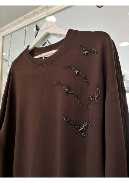 Vatkatex Oysho Taşlı Tunik - Kahverengi - 48 modelleri