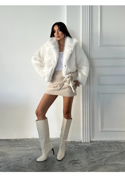 Beyaz Şal Yaka Kürk Ceket fiyatları