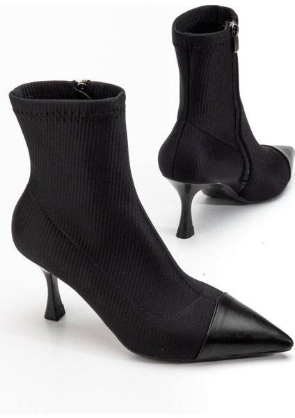 Suins Elaris Model Premium Model Kadın Siyah Bot 7,5 cm Topuk Yüksekliği