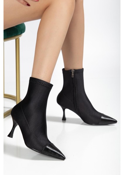 Suins Elaris Model Premium Model Kadın Siyah Bot 7,5 cm Topuk Yüksekliği modelleri