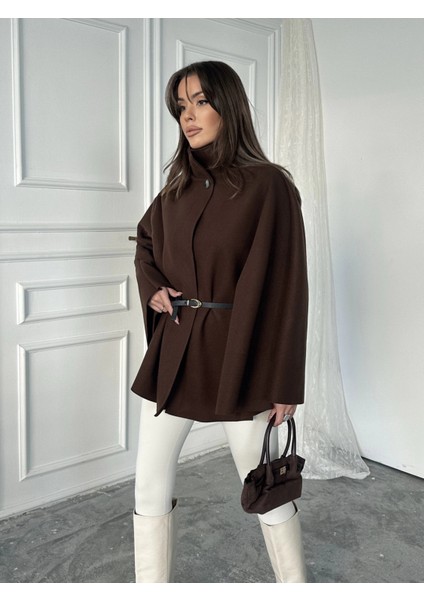 Kahve Kaşe Kemerli Panço fırsatları