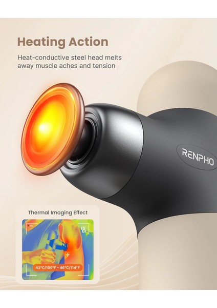 Mini Isıtmalı Termal Masaj Cihazı, Derin Doku Perküsyon - Gri fırsatları