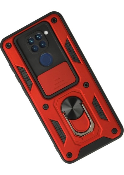 Xiaomi Redmi Note 9 Kılıf Pars Lens Yüzüklü Silikon - Kırmızı fiyatları