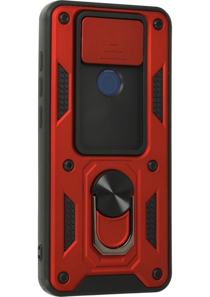 Xiaomi Redmi Note 9 Kılıf Pars Lens Yüzüklü Silikon - Kırmızı modelleri