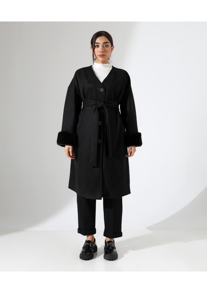 Kürk Detay Düğme Kapama Bol Ceket fiyatları