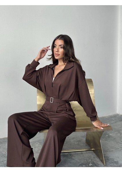 Kahve Modal Pileli Bağlamalı Ceket Takım fiyatları