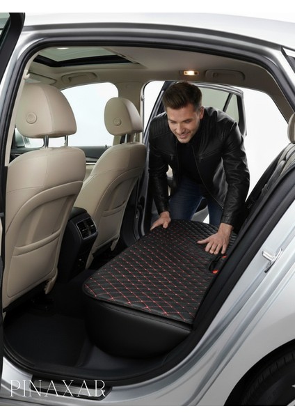 Renault Megane 4 2016 ve Sonrası Hb Ön ve Arka Takım Koltuk Minderi Siyah Deri Kırmızı Dikişli modelleri