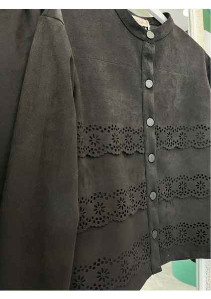 Vatkatex Süet Etekli Takım Lazer Kesim - Siyah - 42 fırsatları