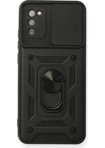 Samsung Galaxy A03S Kılıf Pars Lens Yüzüklü Silikon - Siyah