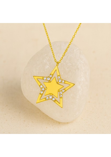 14 Ayar Altın Yıldız Kolye, Zarif Kadın Altın Takısı fırsatları