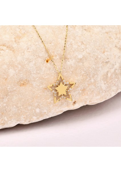 14 Ayar Altın Yıldız Kolye, Zarif Kadın Altın Takısı indirimleri