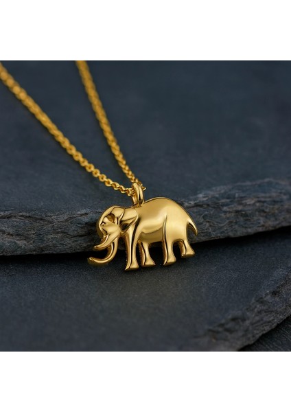 14 Ayar Altın Minik Fil Kolye, Sevimli ve Zarif Hayvan Figürlü Takı