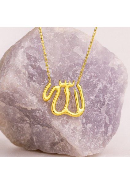 14 Ayar Altın Allah Kolye, Islami Altın Takı ve Arapça Dini Hediye