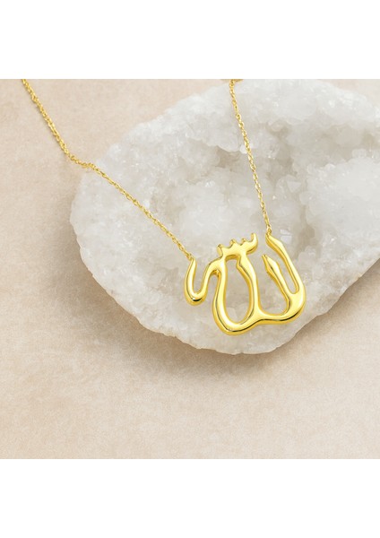 14 Ayar Altın Allah Kolye, Islami Altın Takı ve Arapça Dini Hediye indirimleri