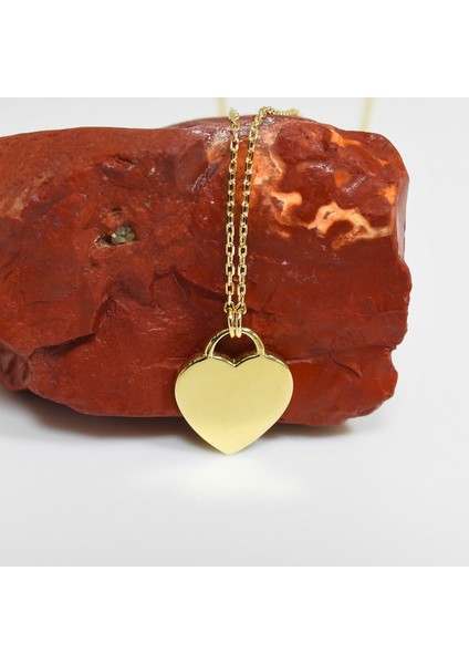 14 Ayar Altın Renkli Mineli Kalp Kolye – Kalp ve Gökkuşağı Tasarımı indirimleri