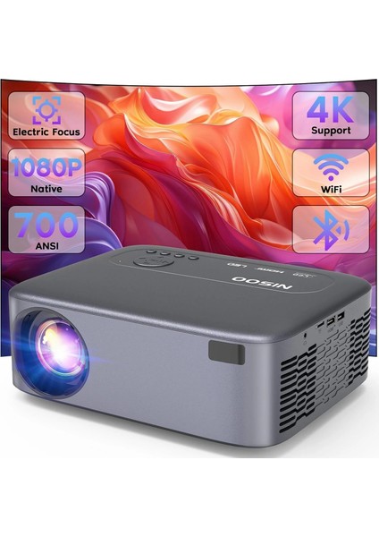 1080P Projektör, 700 Ansı 4K Destekler, Wifi ve Bluetooth