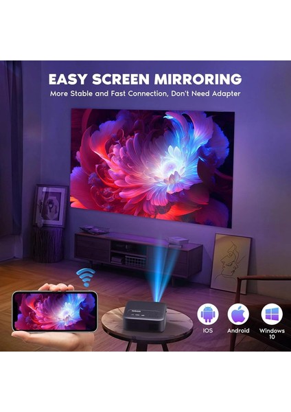 1080P Projektör, 700 Ansı 4K Destekler, Wifi ve Bluetooth fırsatları