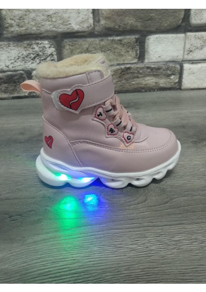 Içi Kürklü Kaydırmaz Kauçuk Taban Su Geçirmez Işıklı Çocuk Botu