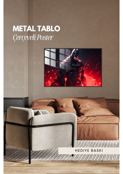 Batman Süper Kahraman Çerçeveli Metal Poster Tablo modelleri