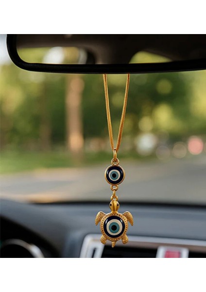 Altin Renkli Kaplumbağa Nazar Boncuğu Dikiz Aynasi Süsü Araba Süsü
