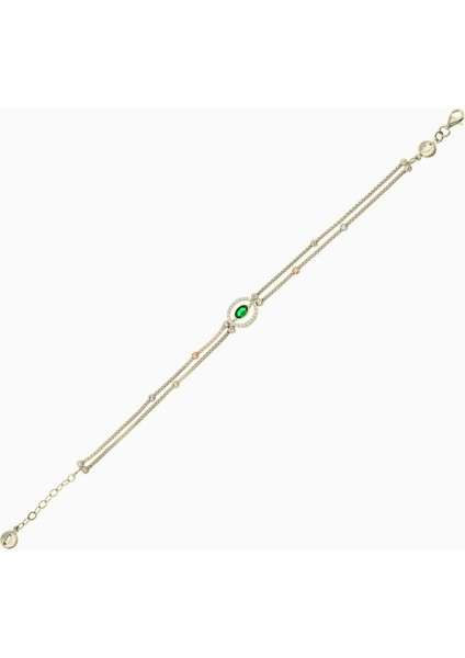 14 Ayar Altın Dorika Detaylı Yeşil Zümrüt Bileklik fiyatları