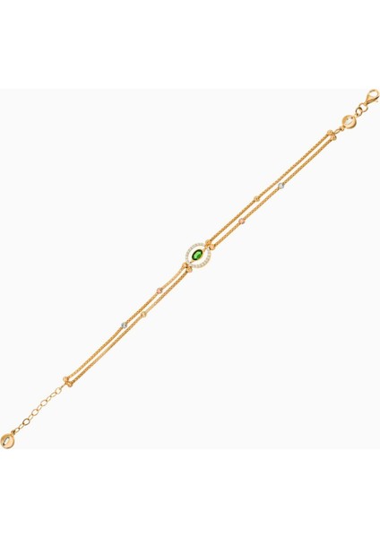 14 Ayar Altın Dorika Detaylı Yeşil Zümrüt Bileklik modelleri