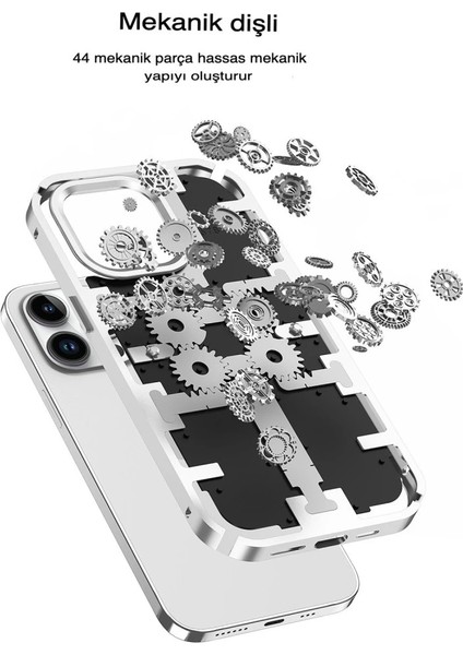 Iphone 13 Pro Kılıf Mekanik Bumper Kapak - Gümüş modelleri