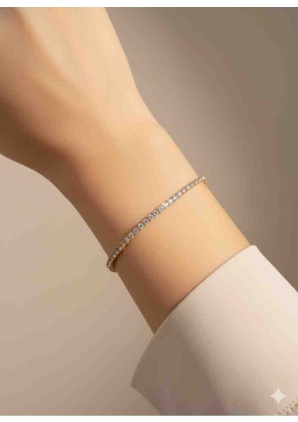 Ince Sıra Taşlı Klasik Tenis Bileklik