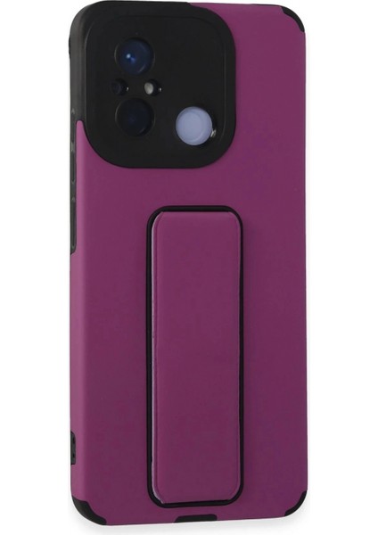 Ieg Xiaomi Redmi 12C Kılıf Mega Standlı Silikon - Mor