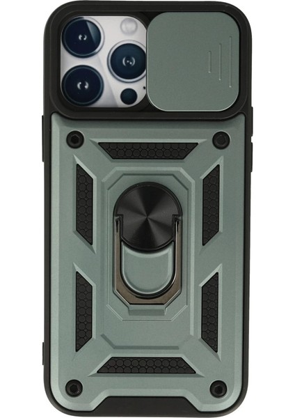 Iphone 13 Pro Kılıf Pars Lens Yüzüklü Silikon - Yeşil