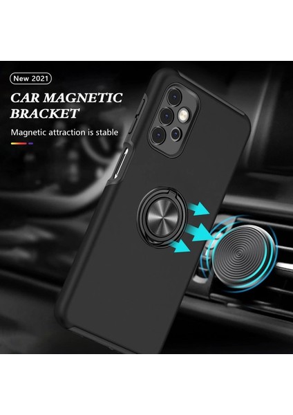 Samsung Galaxy A72 Kılıf Elit Yüzüklü Kapak - Siyah indirimleri