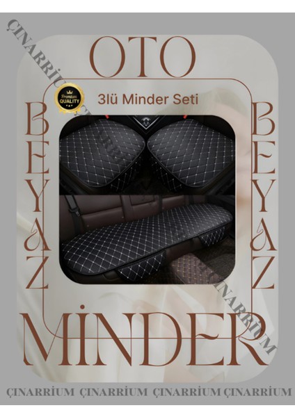 Renault Latitude 2010 ve Sonrası Ön ve Arka Takım Koltuk Minderi Siyah Deri Beyaz Dikişli