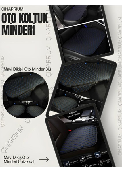 Mini Cooper One 2002-2006 Ön ve Arka Takım Koltuk Minderi Kılıf Siyah Suni Deri Mavi Dikişli fırsatları