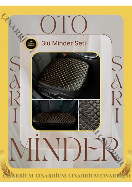 Seat Cordoba 2002-2009 Ön ve Arka Takım Koltuk Minderi Kılıf Siyah Suni Deri Sarı Dikişli