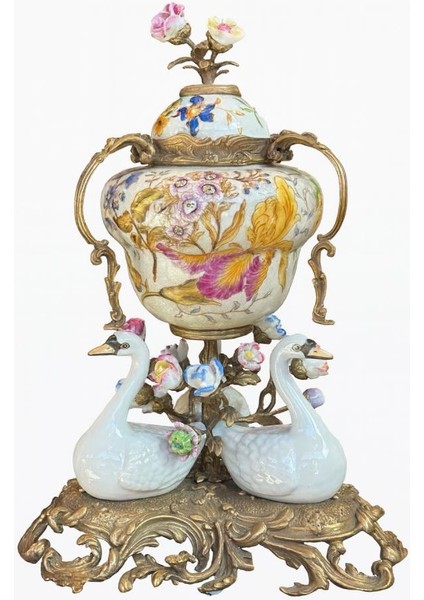 Beyaz Kuğu Dek Kavanoz 25X38CM