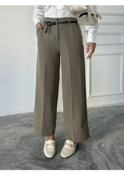 Haki Paça Detaylı Kemerli Pantolon fırsatları