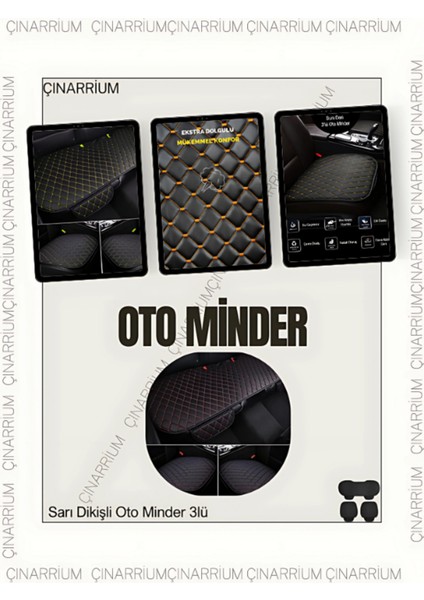 Opel Gt Roadster 2007-2009 Ön ve Arka Takım Koltuk Minderi Kılıf Siyah Suni Deri Sarı Dikişli indirimleri