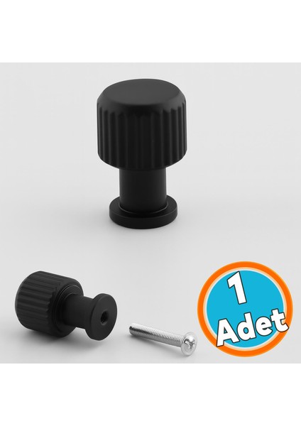 Siyah Tek Vidalı Çizgili Düğme Metal Kulp Çekmece Mobilya Mutfak Dolabı Dolap Kulbu Kulpları
