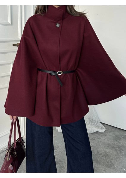 Bordo Kaşe Kemerli Panço modelleri